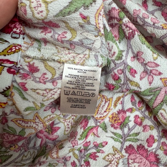 Loft Jungle Wrapped Back floral long sleeve cropped top size xs - Picture 9 of 12